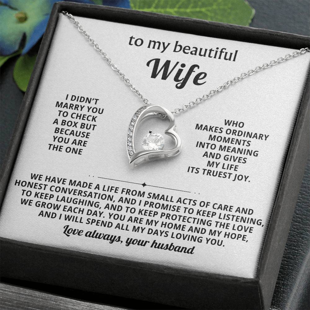 To My Beautiful Wife - Thinking About You Always Makes Me Smile - Forever Love Necklace
