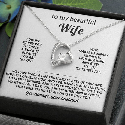 To My Beautiful Wife - Thinking About You Always Makes Me Smile - Forever Love Necklace