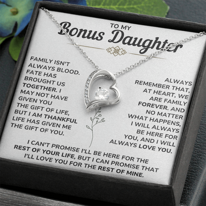 To My Bonus Daughter Gifts - Forever Love Necklace