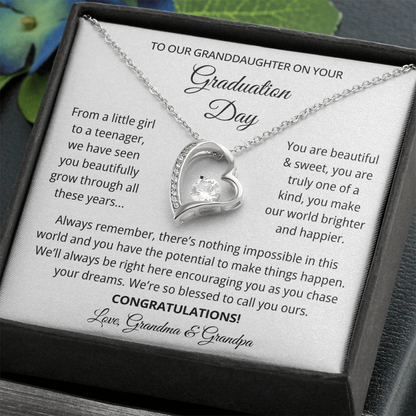 Granddaughter Graduation Gift from Grandma & Grandpa - Forever Love Necklace