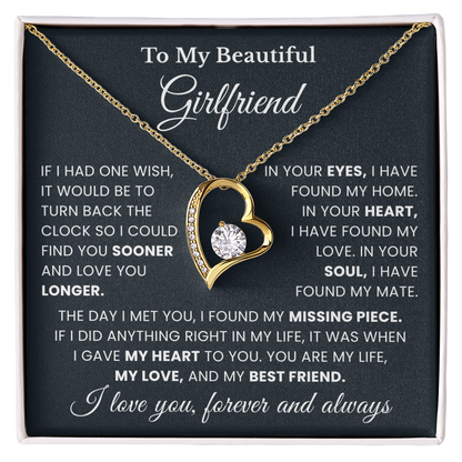 Girlfriend Necklace From Boyfriend, Valentine's gifts For Girlfriend Message Card & LED Box