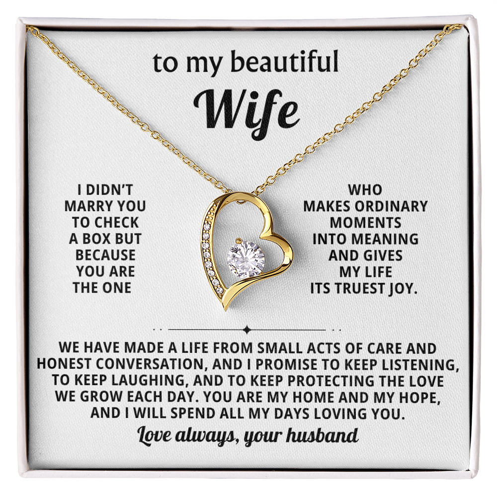 To My Beautiful Wife - Thinking About You Always Makes Me Smile - Forever Love Necklace