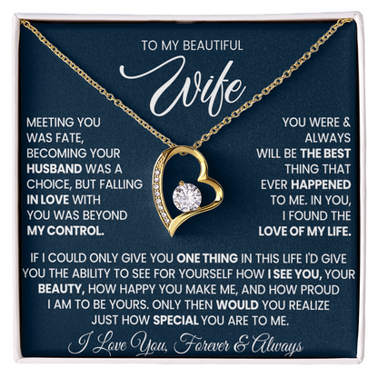 To My Wife Forever Love Necklace With Heartfelt Message & Gift Box