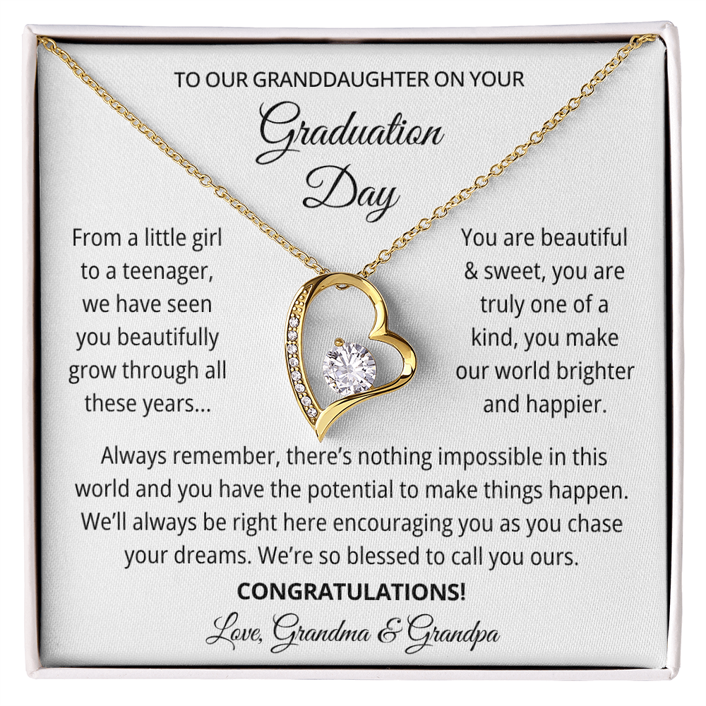 Granddaughter Graduation Gift from Grandma & Grandpa - Forever Love Necklace