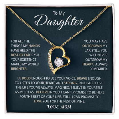 To My Daughter - a Sentimental Gift for Her From Mom Dad - Forever Love Necklace