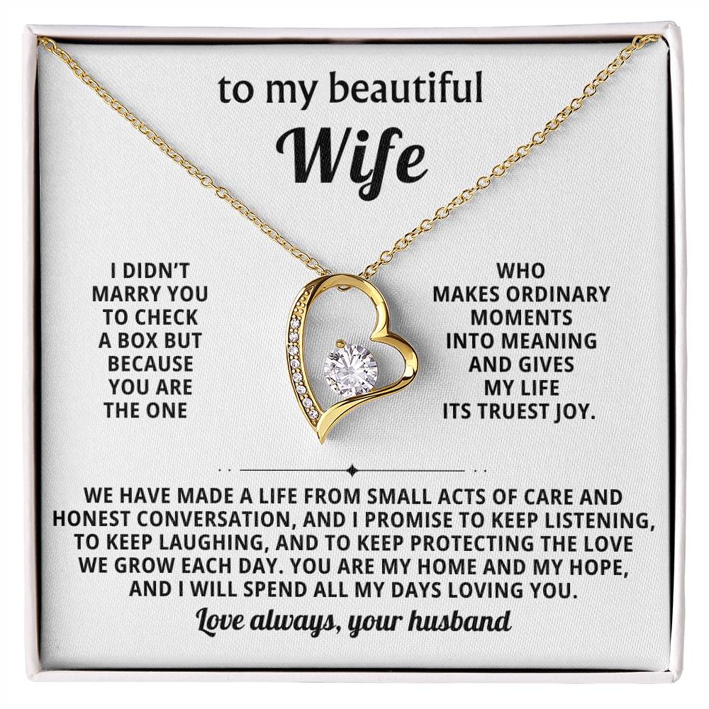 To My Beautiful Wife - Thinking About You Always Makes Me Smile - Forever Love Necklace