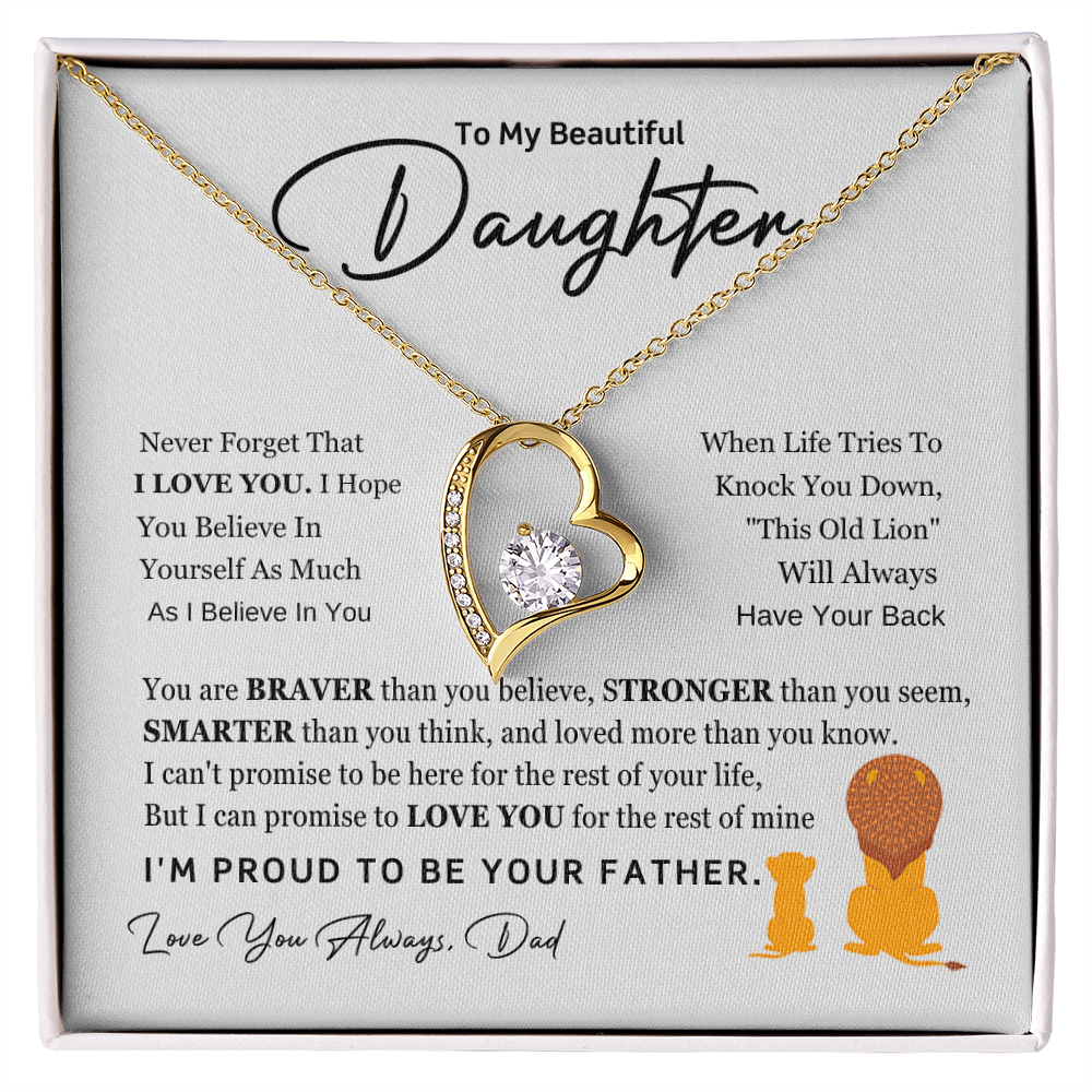 To My Daughter - Always Keep Me in Your Heart - Forever Love Necklace
