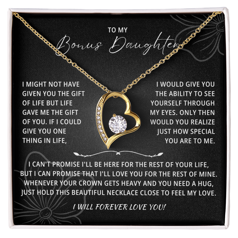 To My Beautiful Bonus Daughter Necklace From Mom & Dad With Message Card