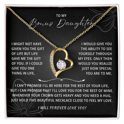 To My Beautiful Bonus Daughter Necklace From Mom & Dad With Message Card