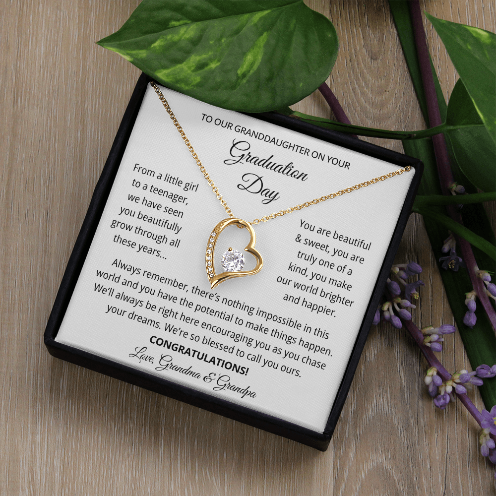 Granddaughter Graduation Gift from Grandma & Grandpa - Forever Love Necklace