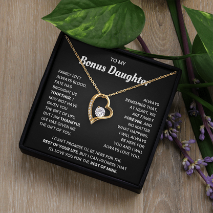 To My Bonus Daughter Necklace Gift From Bonus Mom Dad With Beautiful Gift Box