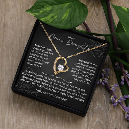 To My Beautiful Bonus Daughter Necklace From Mom & Dad With Message Card