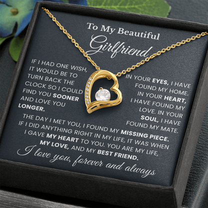 Girlfriend Necklace From Boyfriend, Valentine's gifts For Girlfriend Message Card & LED Box