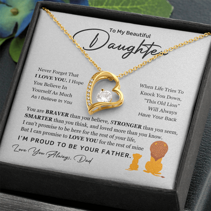 To My Daughter - Always Keep Me in Your Heart - Forever Love Necklace