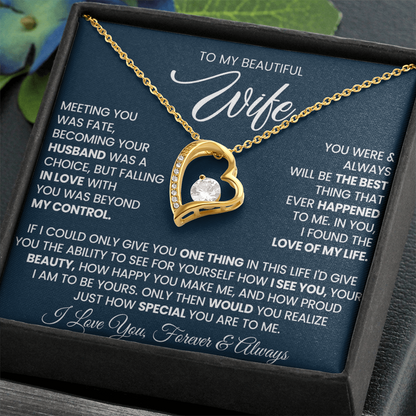 To My Wife Forever Love Necklace With Heartfelt Message & Gift Box