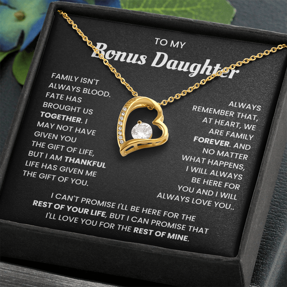 To My Bonus Daughter Necklace Gift From Bonus Mom Dad With Beautiful Gift Box