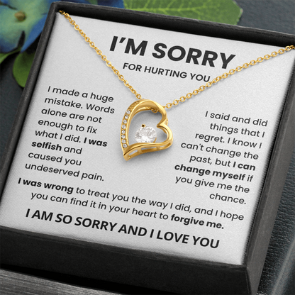 I'm Sorry Necklace Gift for Her- Apology to Girlfriend, Wife On Birthday, Valentines