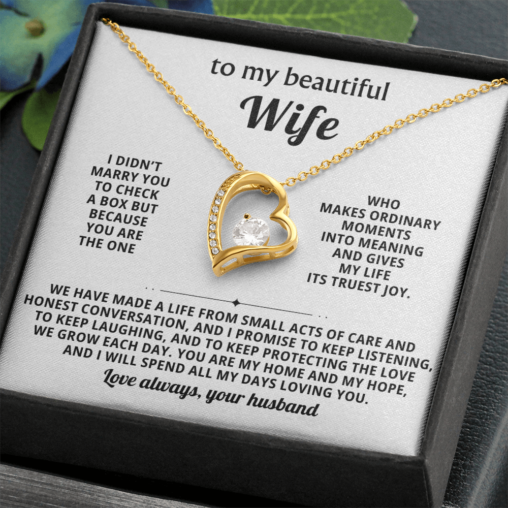 To My Beautiful Wife - Thinking About You Always Makes Me Smile - Forever Love Necklace