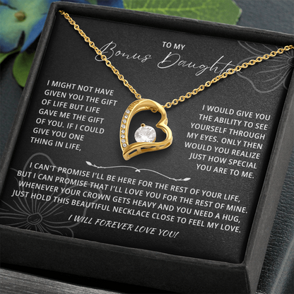 To My Beautiful Bonus Daughter Necklace From Mom & Dad With Message Card