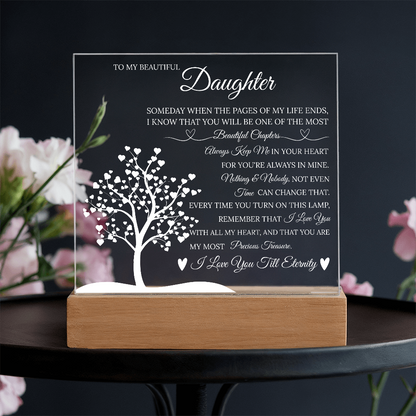 Daughter Acrylic Square Plaque from Mom Dad, Someday When The Pages of My Life End