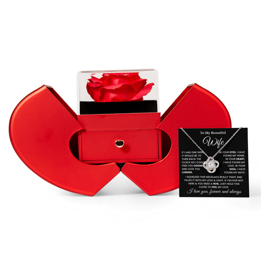 To My Soulmate Wife Gift | Romantic Necklace from Husband - Heart Rose Box