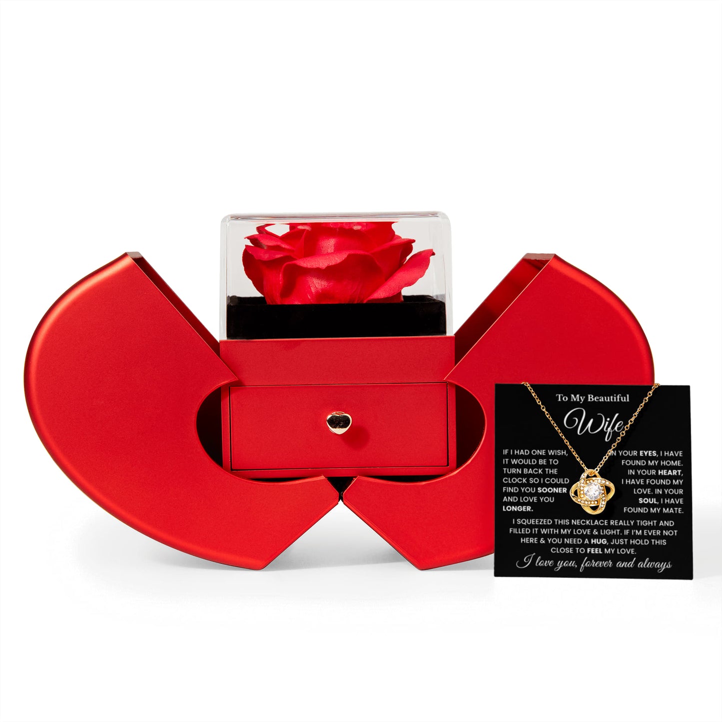 To My Soulmate Wife Gift | Romantic Necklace from Husband - Heart Rose Box
