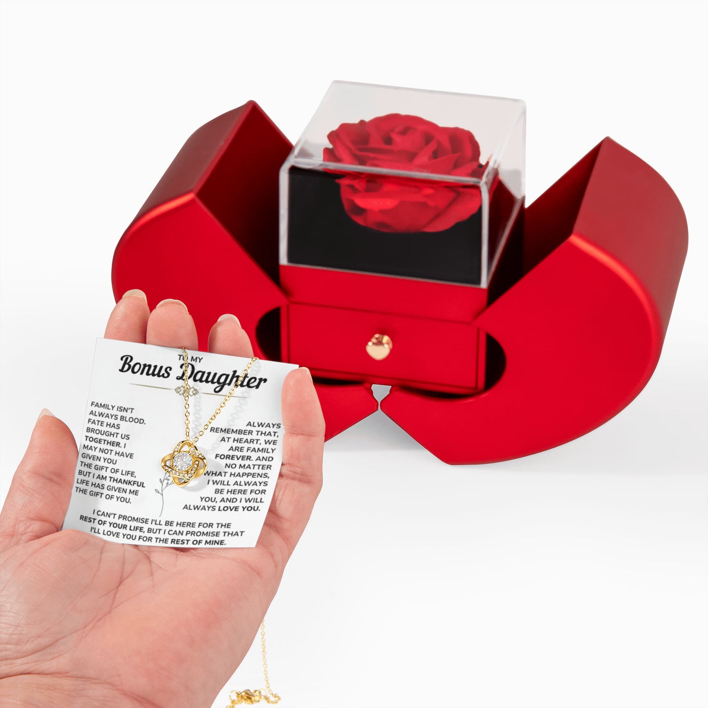 To My Bonus Daughter - Christmas Gift for Her From Dad, Step Daughter Necklaces