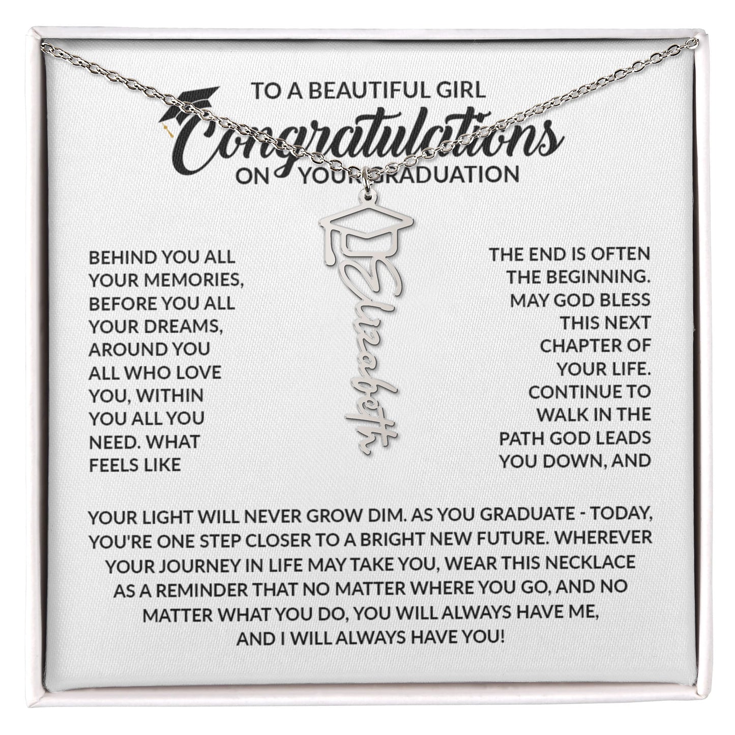 Personalized Graduation Gifts for Girl | Graduation Cap Name Necklace for Daughter