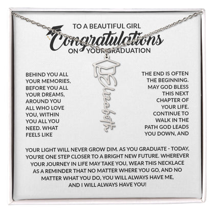 Personalized Graduation Gifts for Girl | Graduation Cap Name Necklace for Daughter