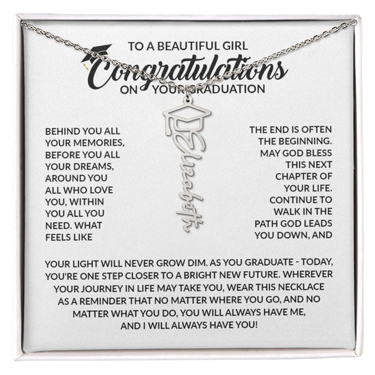 Personalized Graduation Gifts for Girl | Graduation Cap Name Necklace for Daughter