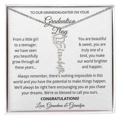 To My Granddaughter Graduation Gift 2026 | Meaningful Graduation Cap Name Necklace from Grandma and Grandpa
