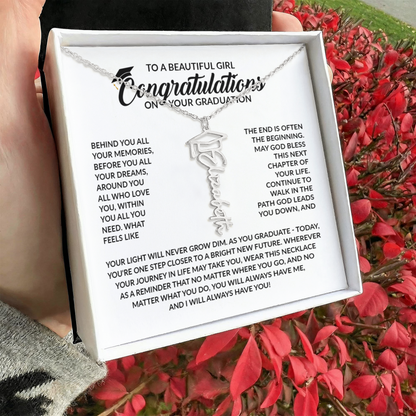 Personalized Graduation Gifts for Girl | Graduation Cap Name Necklace for Daughter