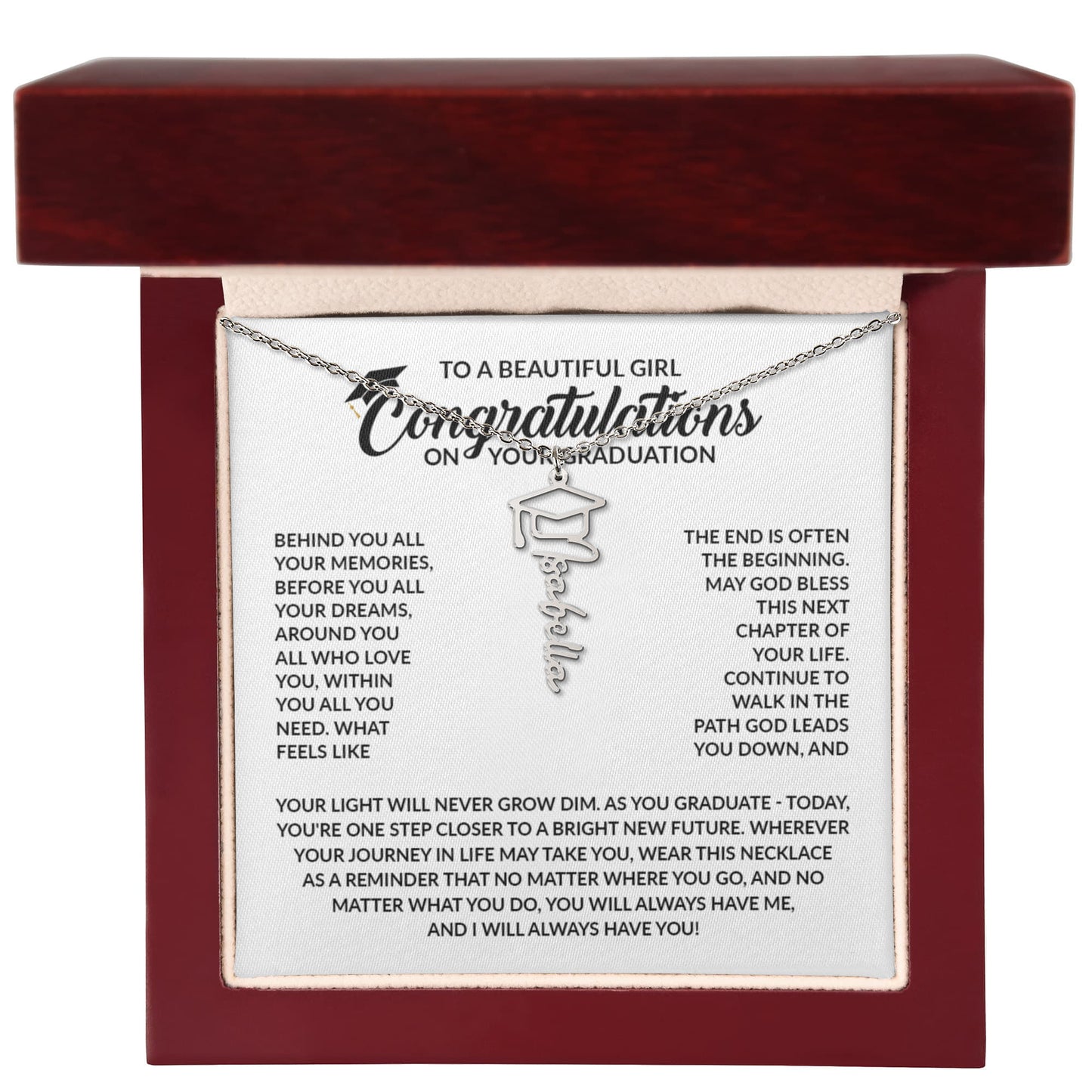 Personalized Graduation Gifts for Girl | Graduation Cap Name Necklace for Daughter
