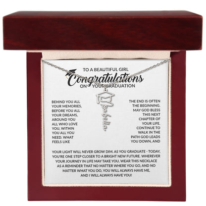 Personalized Graduation Gifts for Girl | Graduation Cap Name Necklace for Daughter