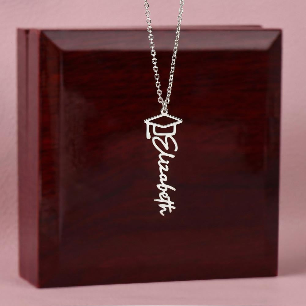 To My Granddaughter Graduation Gift 2026 | Meaningful Graduation Cap Name Necklace from Grandma and Grandpa