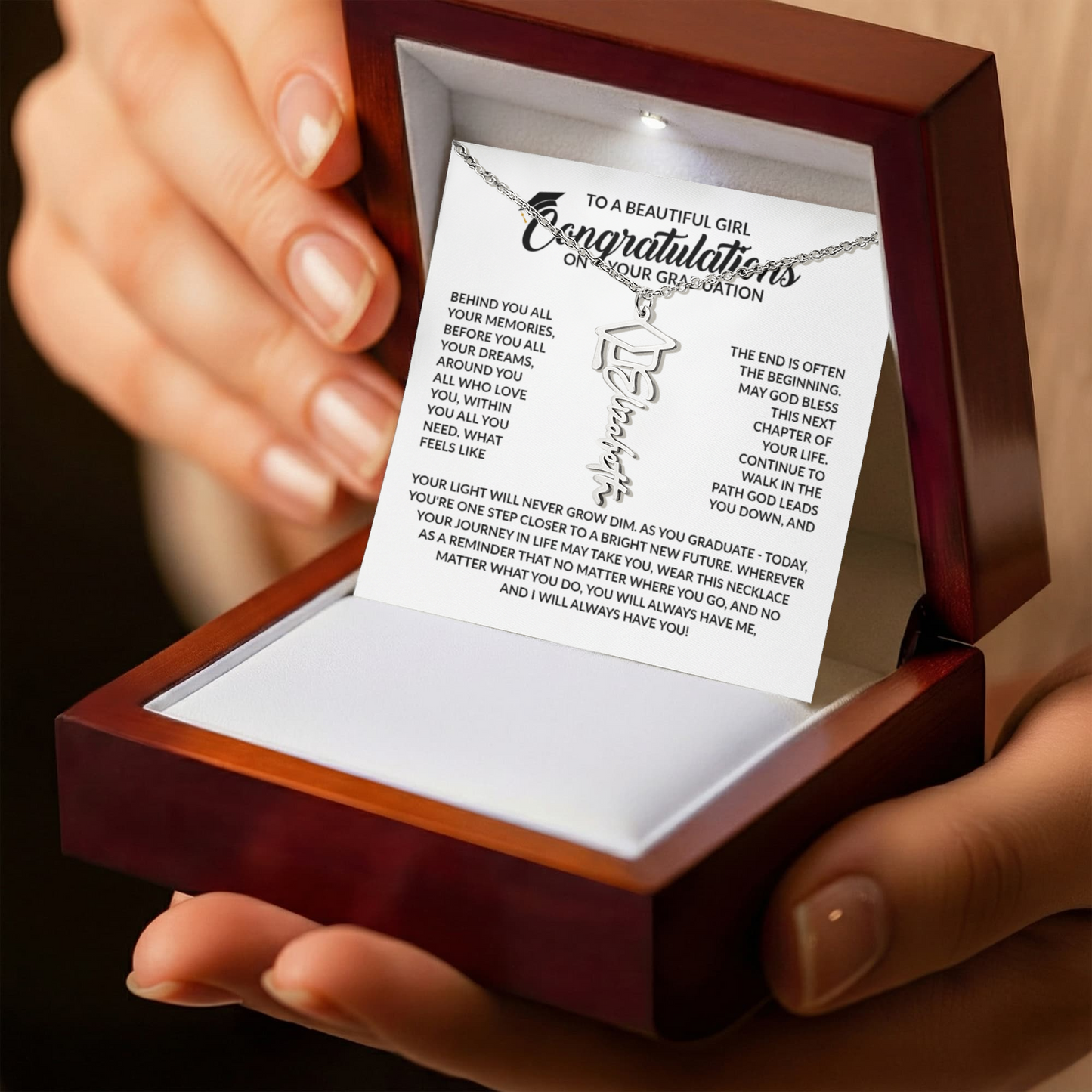 Personalized Graduation Gifts for Girl | Graduation Cap Name Necklace for Daughter