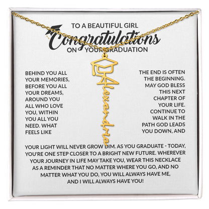 Personalized Graduation Gifts for Girl | Graduation Cap Name Necklace for Daughter