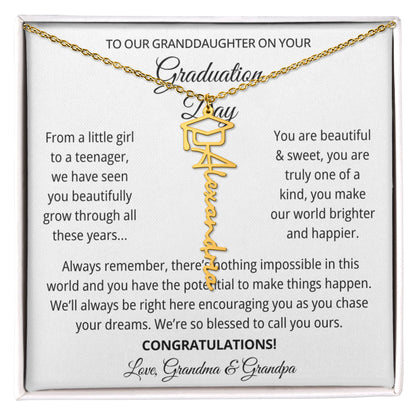 To My Granddaughter Graduation Gift 2026 | Meaningful Graduation Cap Name Necklace from Grandma and Grandpa