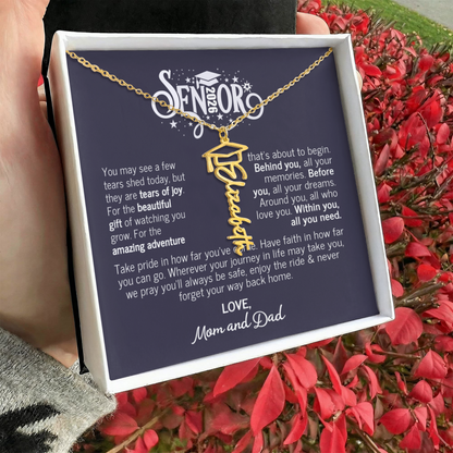 College Graduation Gift For Daughter - Senior 2026- Graduation Necklace From Mom and Dad - Graduation Name Necklace
