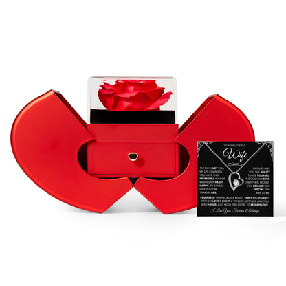 Forever Love Wife Necklace | Message Card Gift - Heart Rose Box