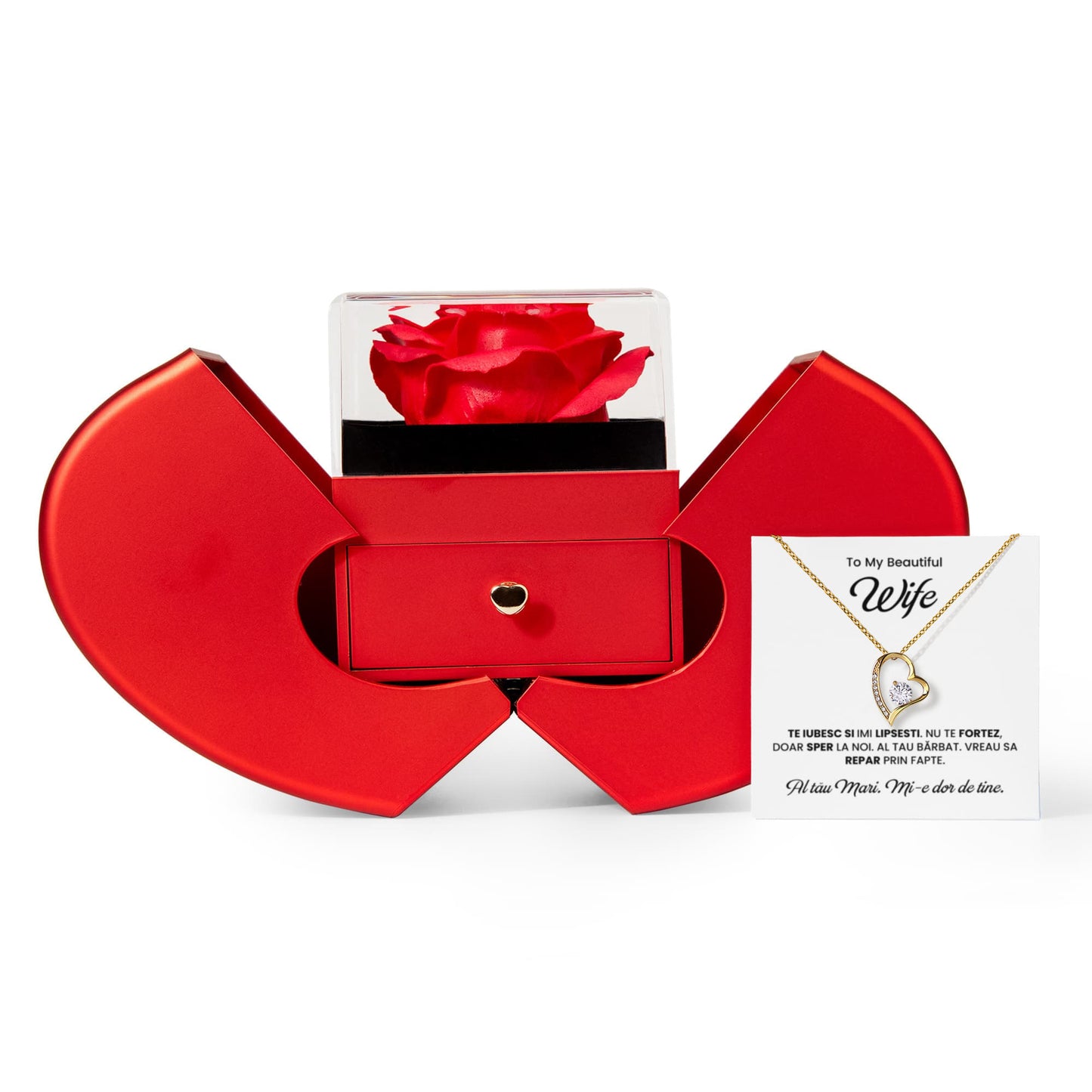 Personalize Wife Gifts - Red Heart Rose Box