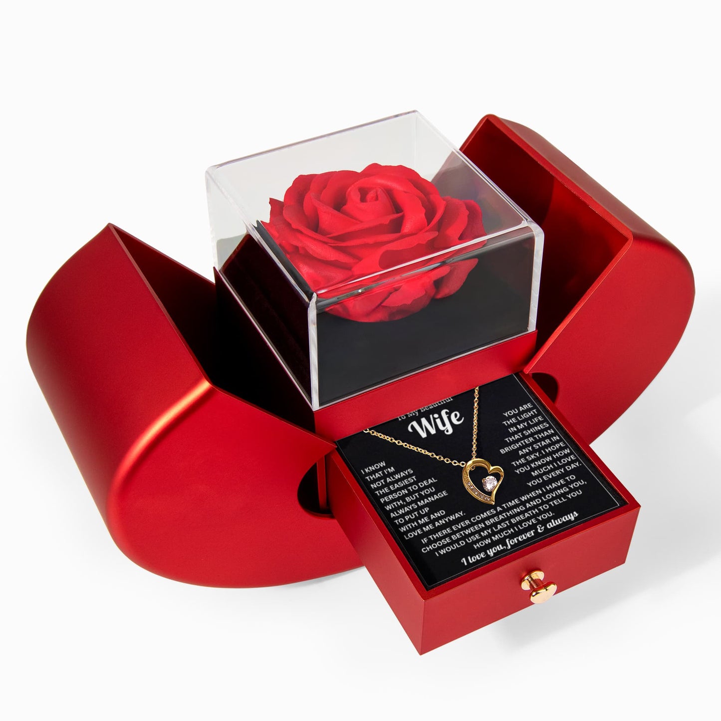 Necklace for Women With Gift Box, I Love You Necklace for Wife on Valentine's Day