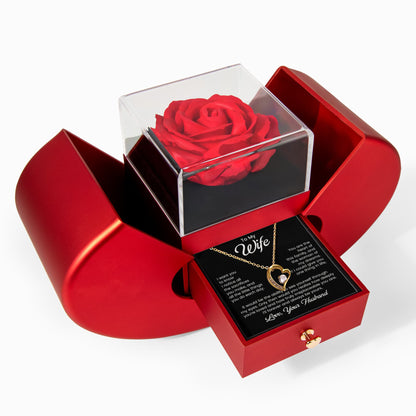 To My Beautiful Wife Necklace From Husband, Wife Gift Necklace For Women Necklace For Wife , Red Heart Rose Box