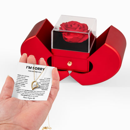 Apology Gift Necklace | Heart Rose Box with Sorry Card