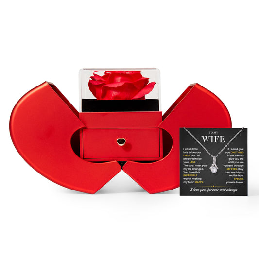 To My Future Wife Necklace | Fiancee Anniversary Gift - Red Heart Rose Box