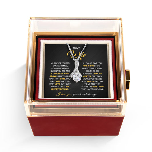 Wife Birthday Gift Necklace | Romantic Anniversary Jewelry - Rotating Rose Gift Box