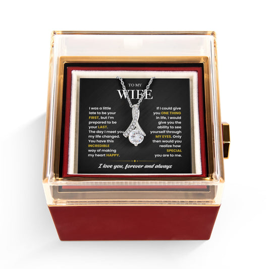 To My Future Wife Necklace | Fiancee Anniversary Gift - Rotating Rose Gift Box