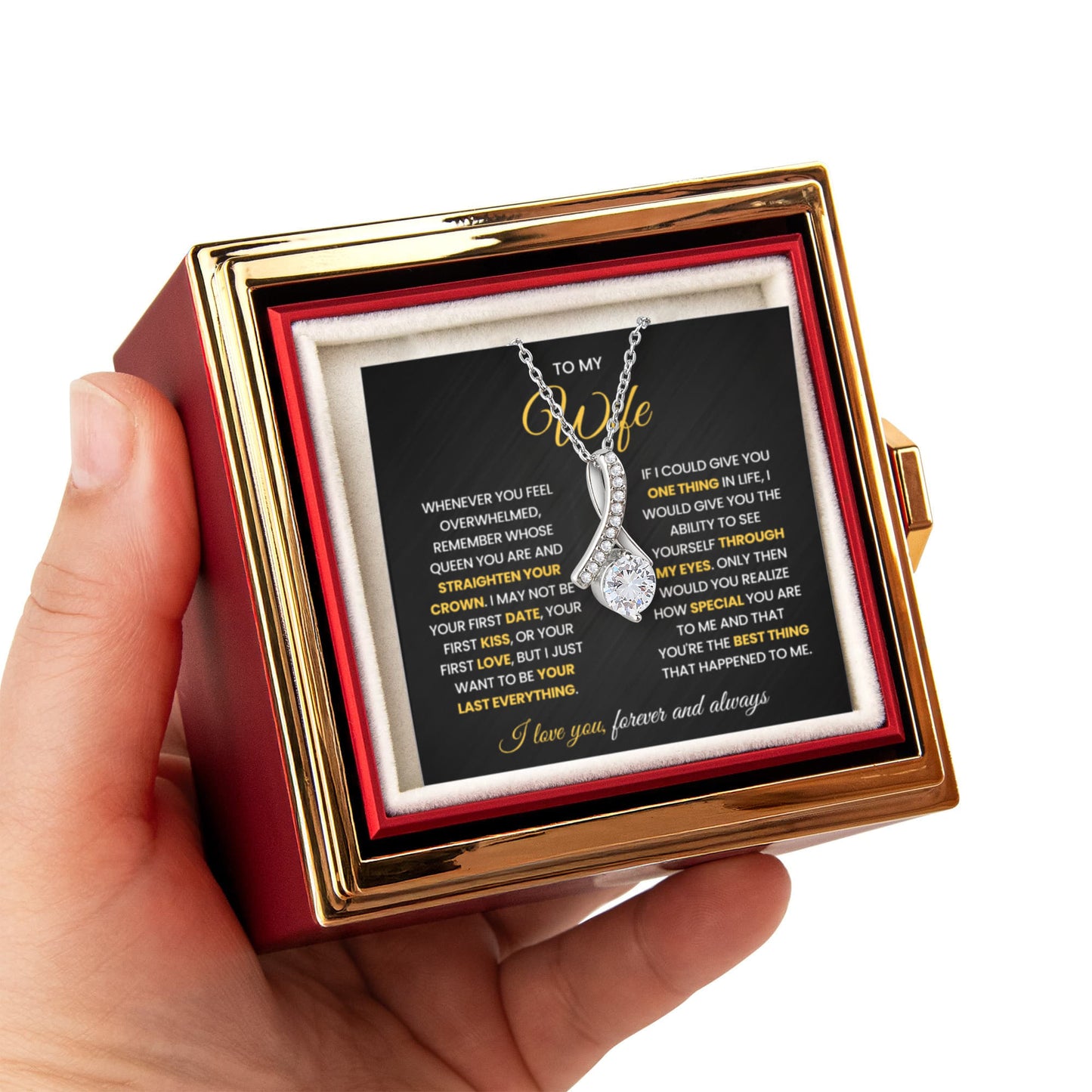 Wife Birthday Gift Necklace | Romantic Anniversary Jewelry - Rotating Rose Gift Box