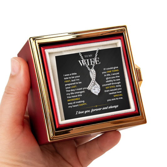 To My Future Wife Necklace | Fiancee Anniversary Gift - Rotating Rose Gift Box