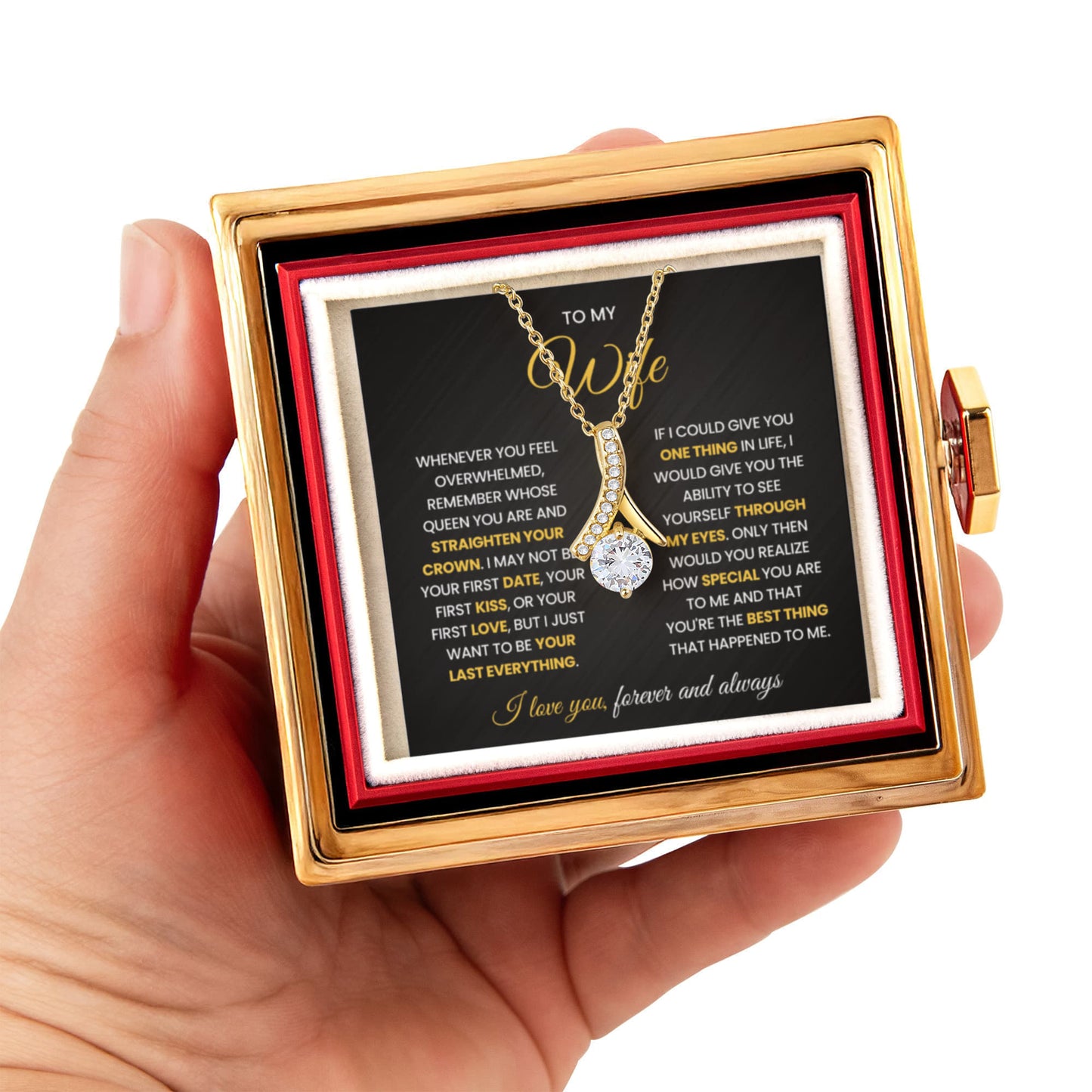 Wife Birthday Gift Necklace | Romantic Anniversary Jewelry - Rotating Rose Gift Box